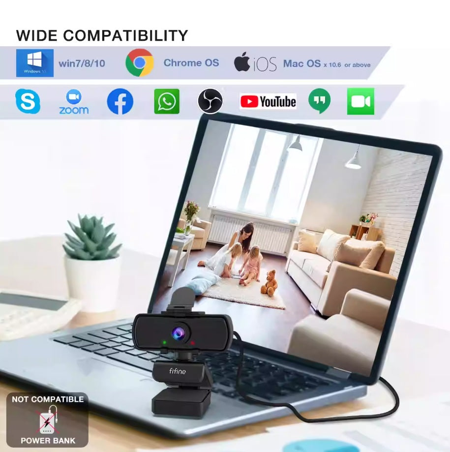 1440P Full HD Webcam With Microphone And Tripod Stand