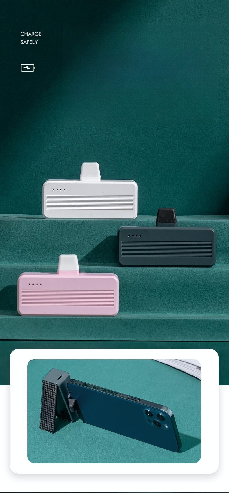 3000mAh Mini Portable Power Bank With Built-In Tail Plug