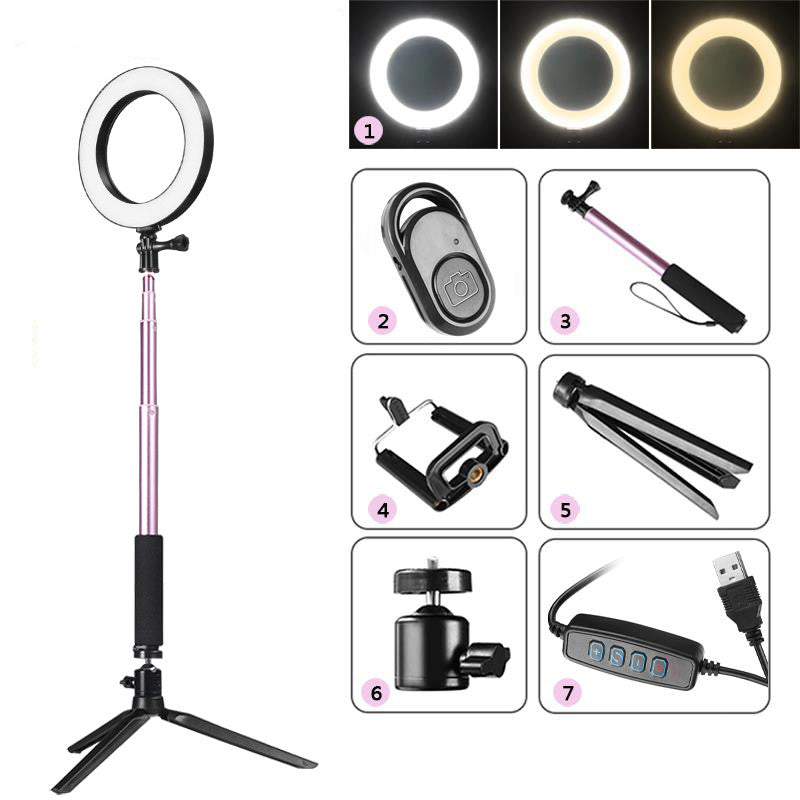 Apple Compatible Ring Light Tripod Set With Beauty Fill Light