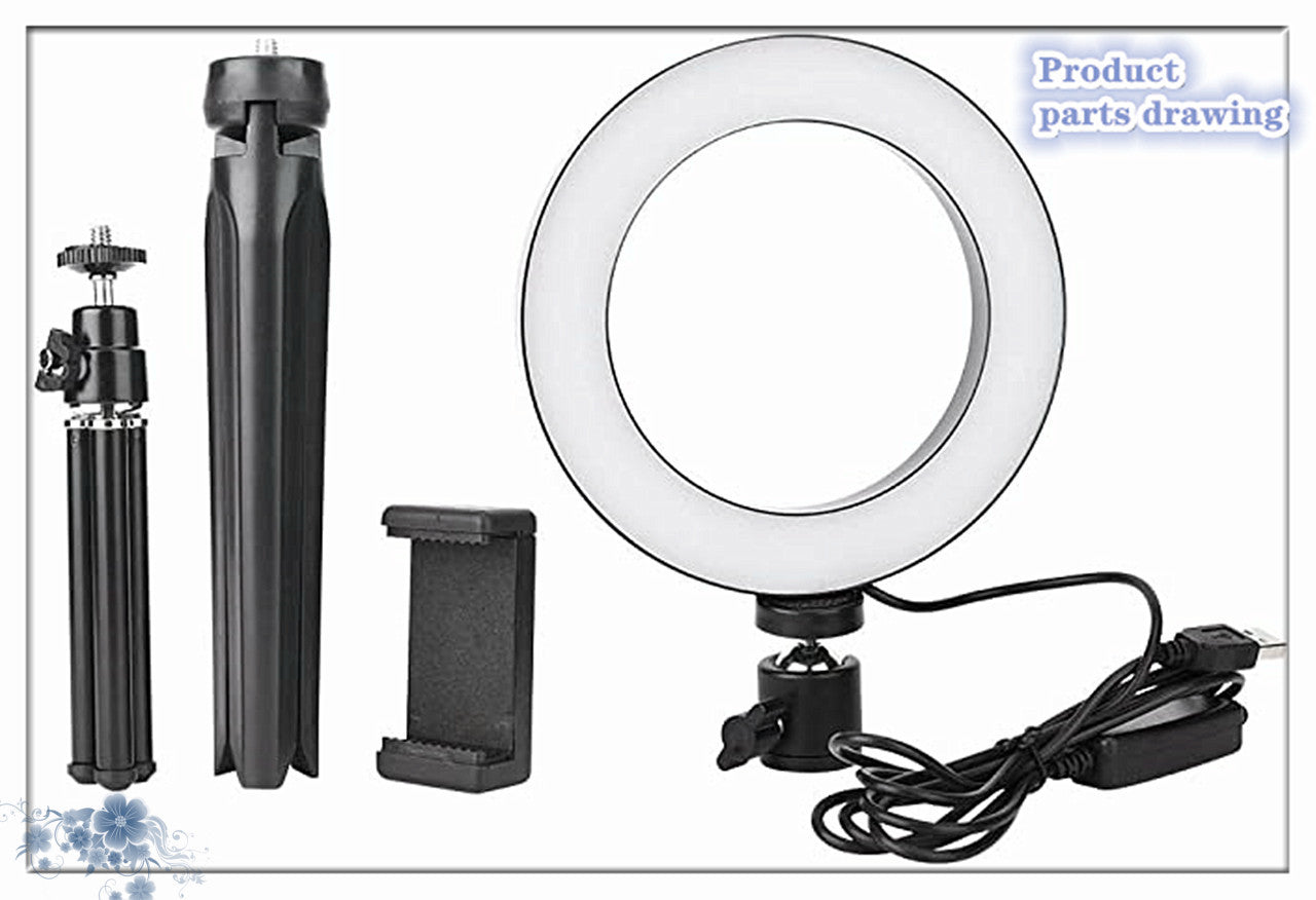 Apple Compatible 360 Degree Rotatable Ring Light Desktop Tripod
