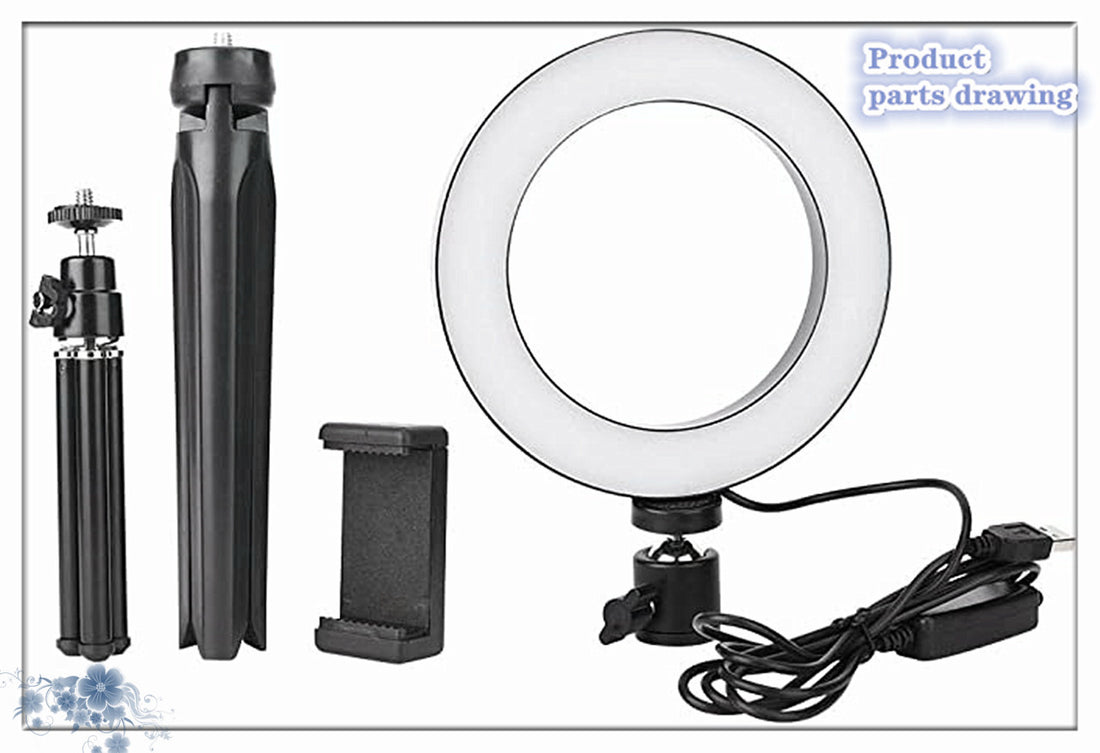 Apple Compatible 360 Degree Rotatable Ring Light Desktop Tripod