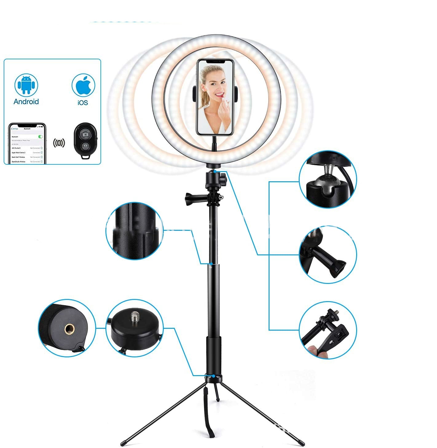 Apple Compatible 10 Inch LED Ring Light Tripod Stand Studio Light