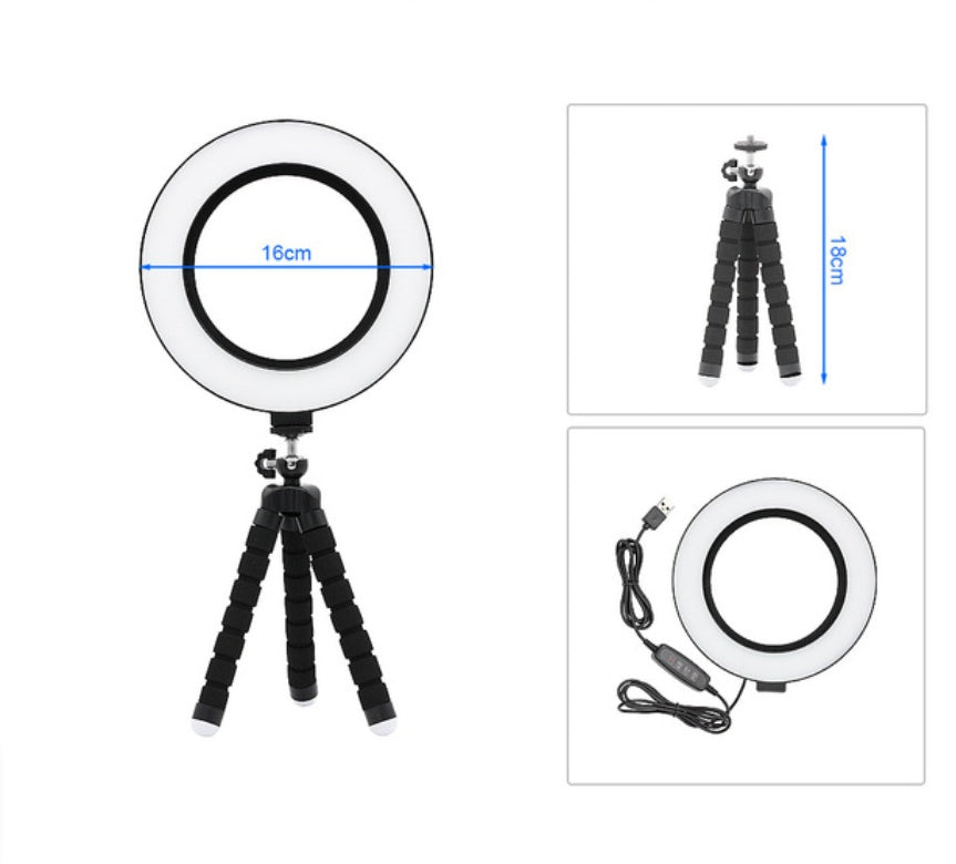 Apple Compatible LED Ring Light Octopus Tripod Desktop Fill Light