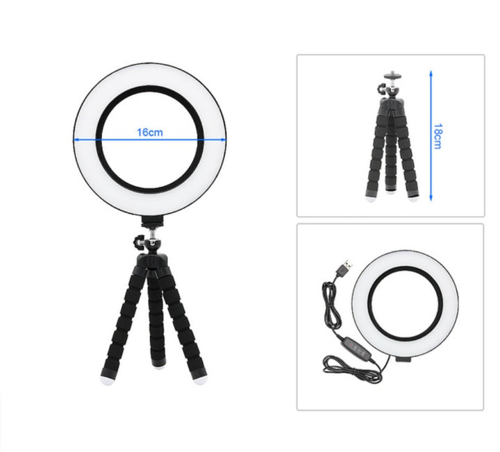 Apple Compatible LED Ring Light Octopus Tripod Desktop Fill Light