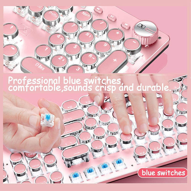 Wired Mechanical Keyboard And Mouse Set Round Key Wireless Laptop Desktop