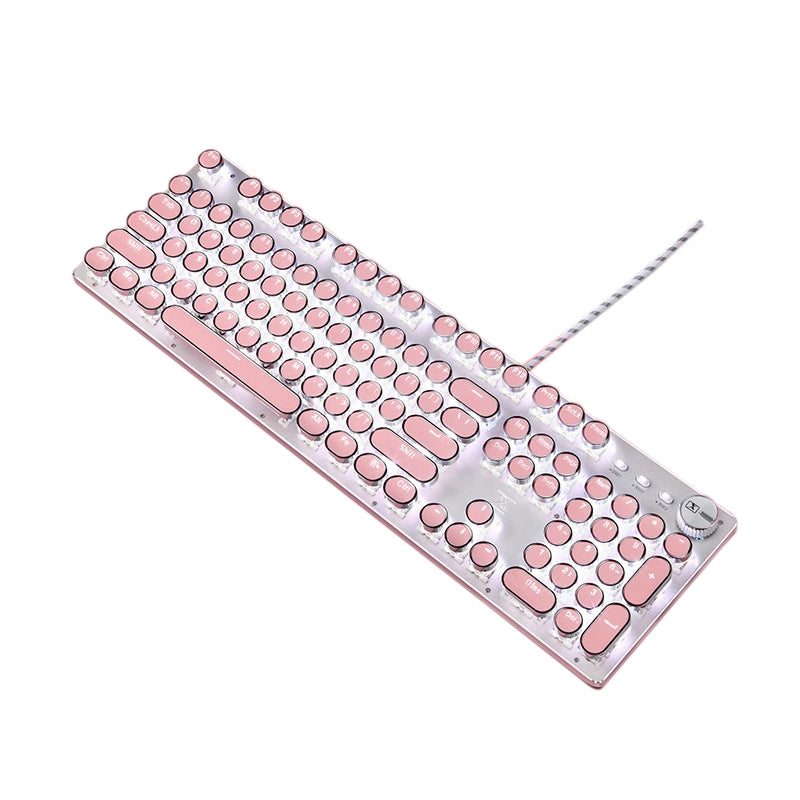 Wired Mechanical Keyboard And Mouse Set Round Key Wireless Laptop Desktop
