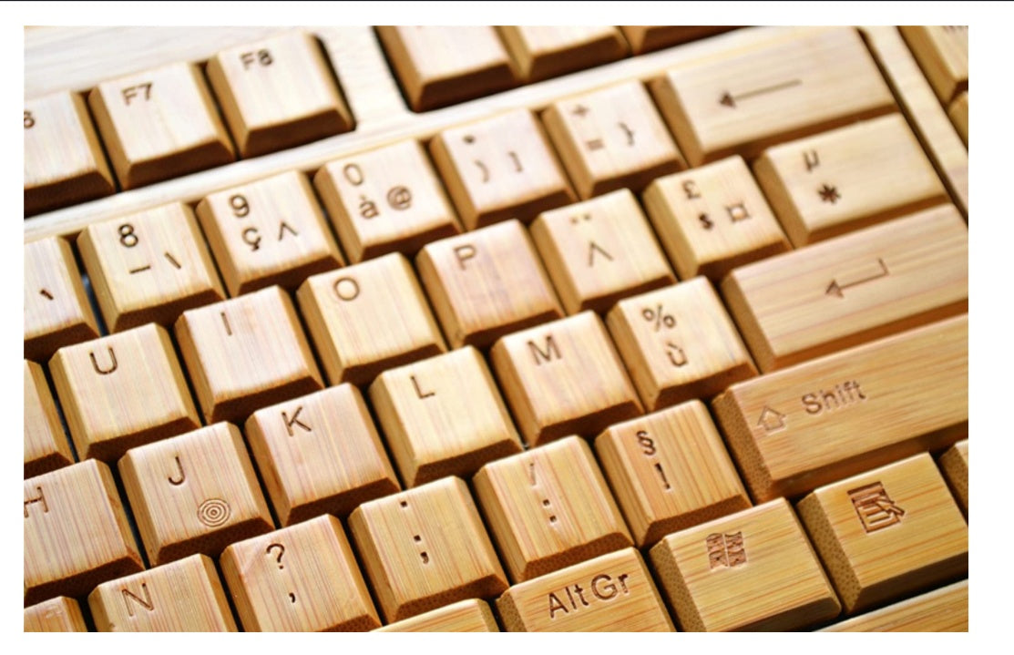Large Bamboo Wired Keyboard And Mouse Set For Computer Use