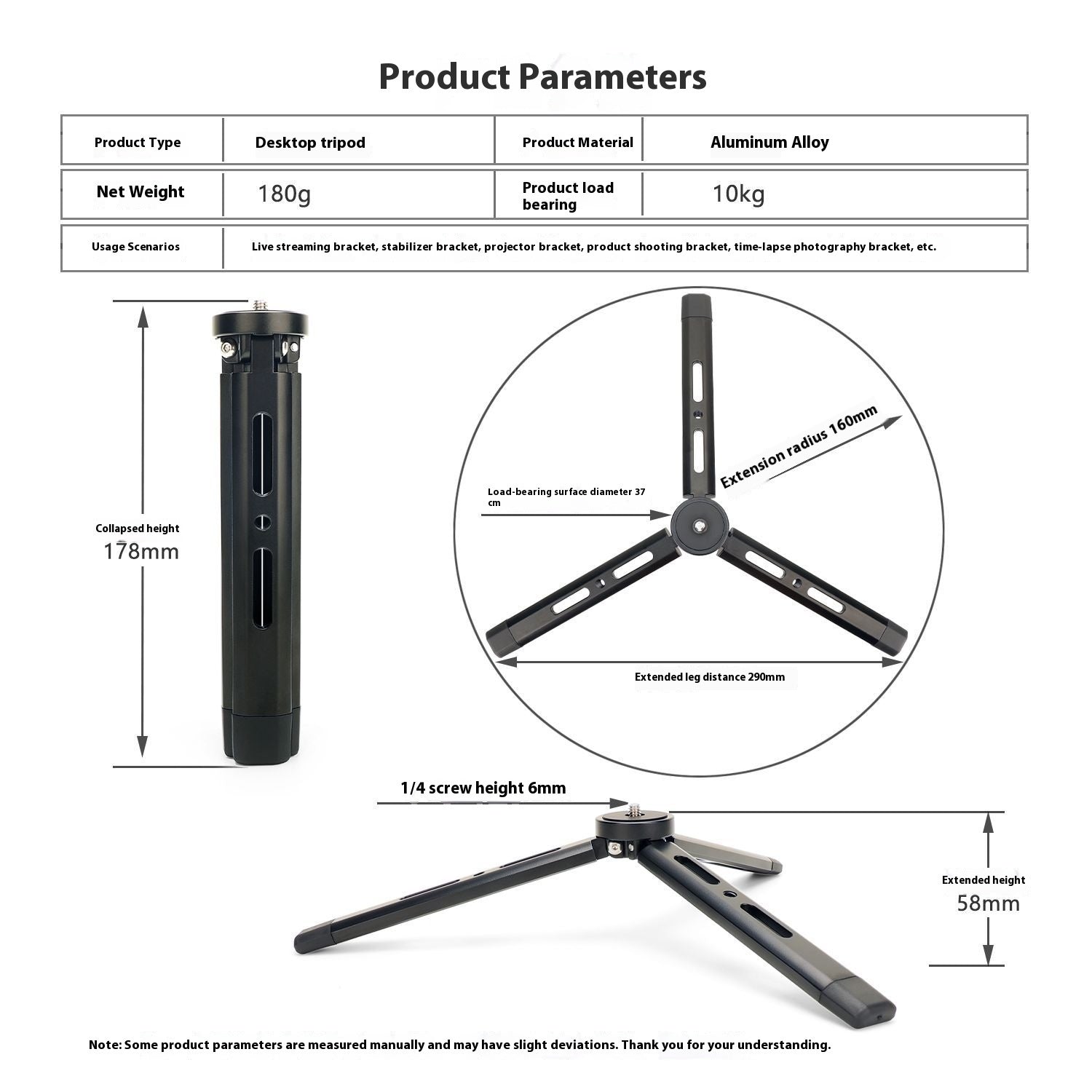 Aluminum Alloy Desktop Mini Mobile Phone Tripod Bracket
