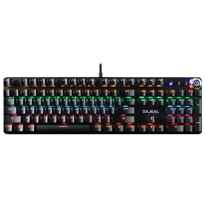 Metal Wired Mechanical Keyboard With Luminous Knob Green Axis