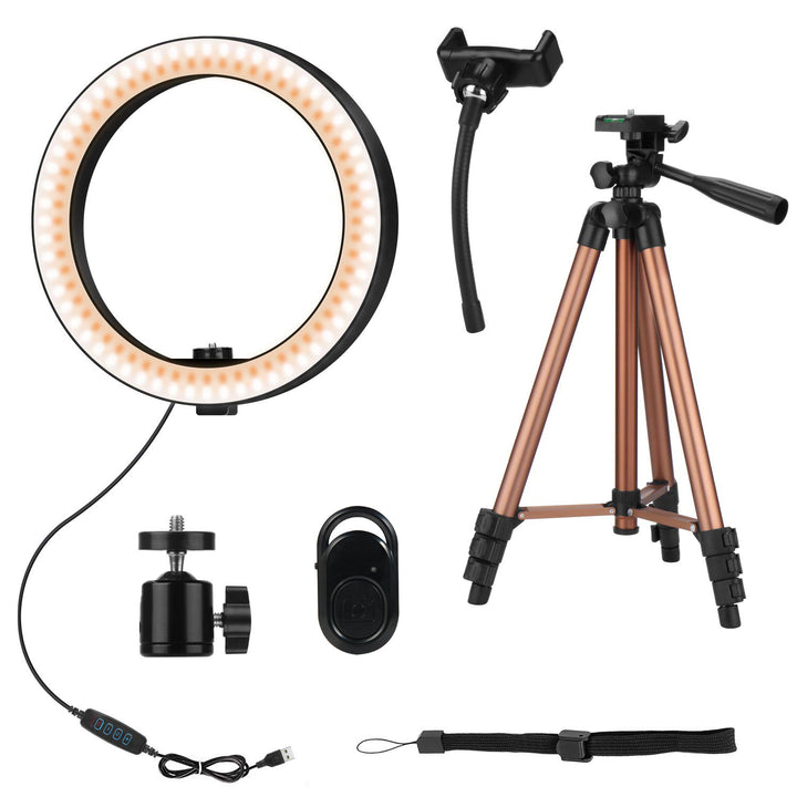 Apple Compatible Desktop Ring Light Tripod With Fill Light