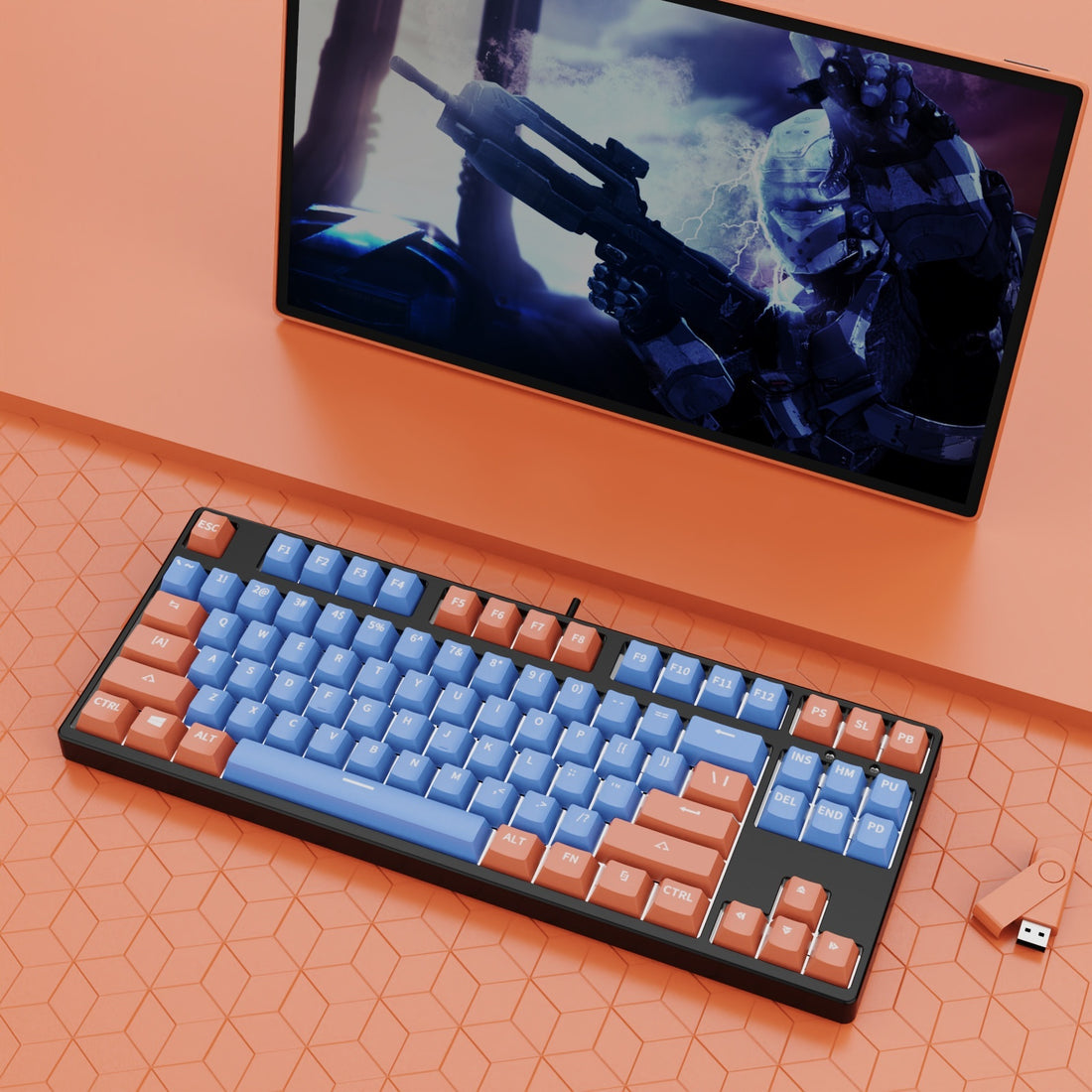 87-Key Hot-Swap Dual-Color Wired Mechanical Gaming Keyboard