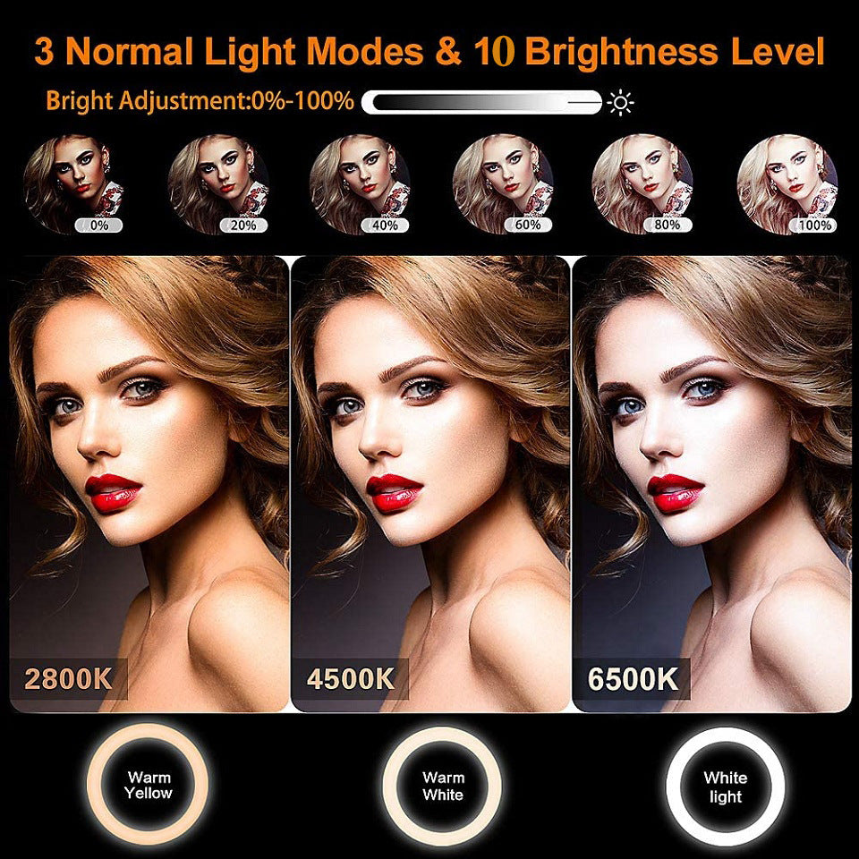 Ring Light Mobile Phone Tripod Holder With 3 Color Fill Light