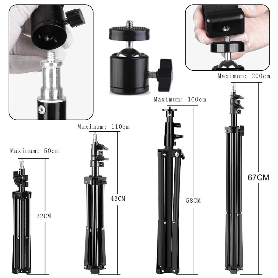 Ring Light Mobile Phone Tripod Holder With 3 Color Fill Light