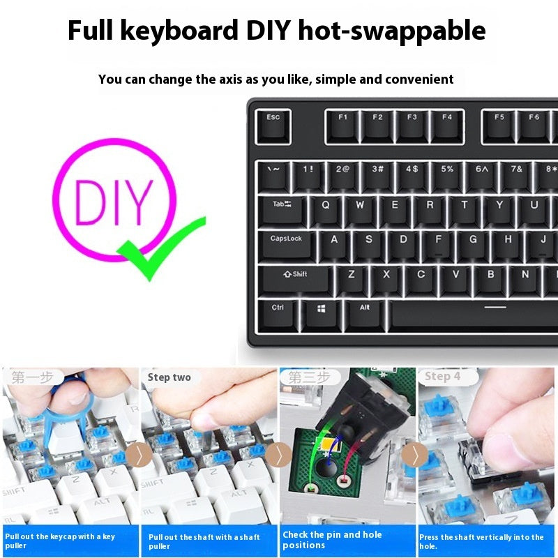 87-Key Hot-Swap Dual-Color Wired Mechanical Gaming Keyboard