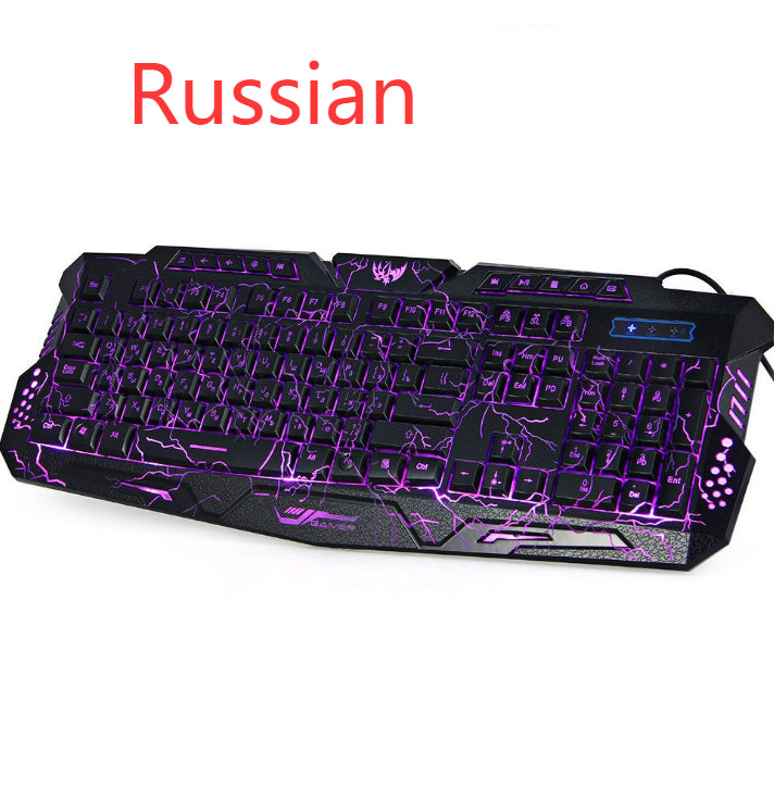 J10 Wired Gaming Keyboard Mouse Set RGB Backlit Russian Layout