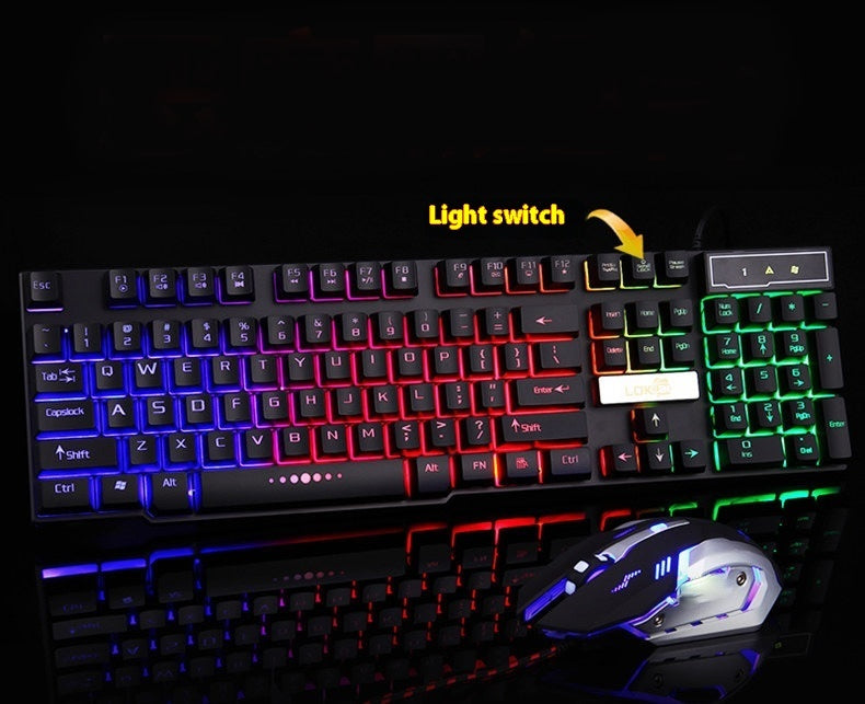 USB Wired RGB Gaming Keyboard Glow Backlit Industrial Style
