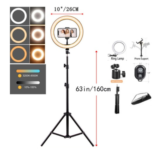 Ring Light Mobile Phone Tripod Holder With 3 Color Fill Light