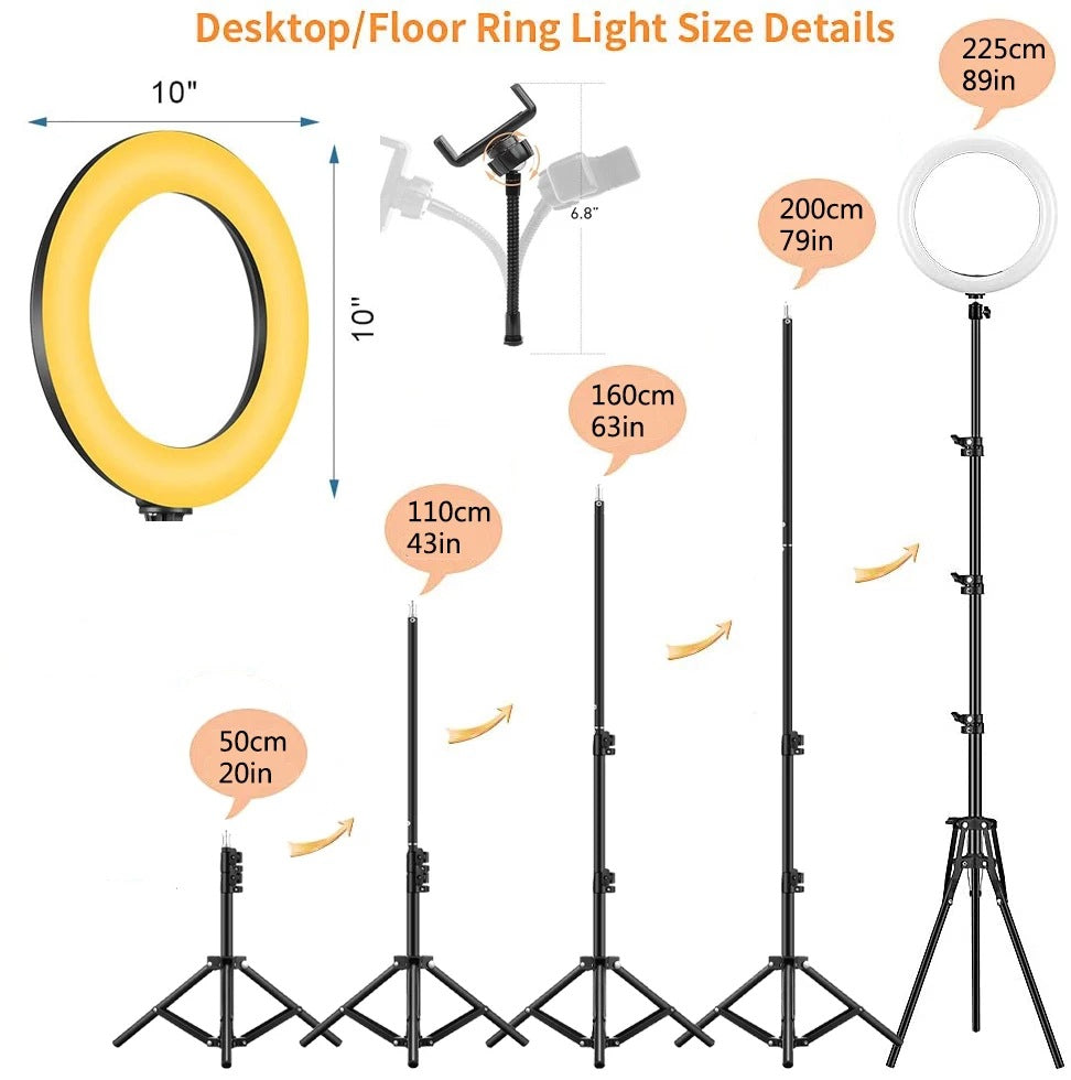 Ring Light Mobile Phone Tripod Holder With 3 Color Fill Light