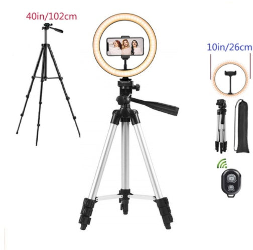 Ring Light Mobile Phone Tripod Holder With 3 Color Fill Light